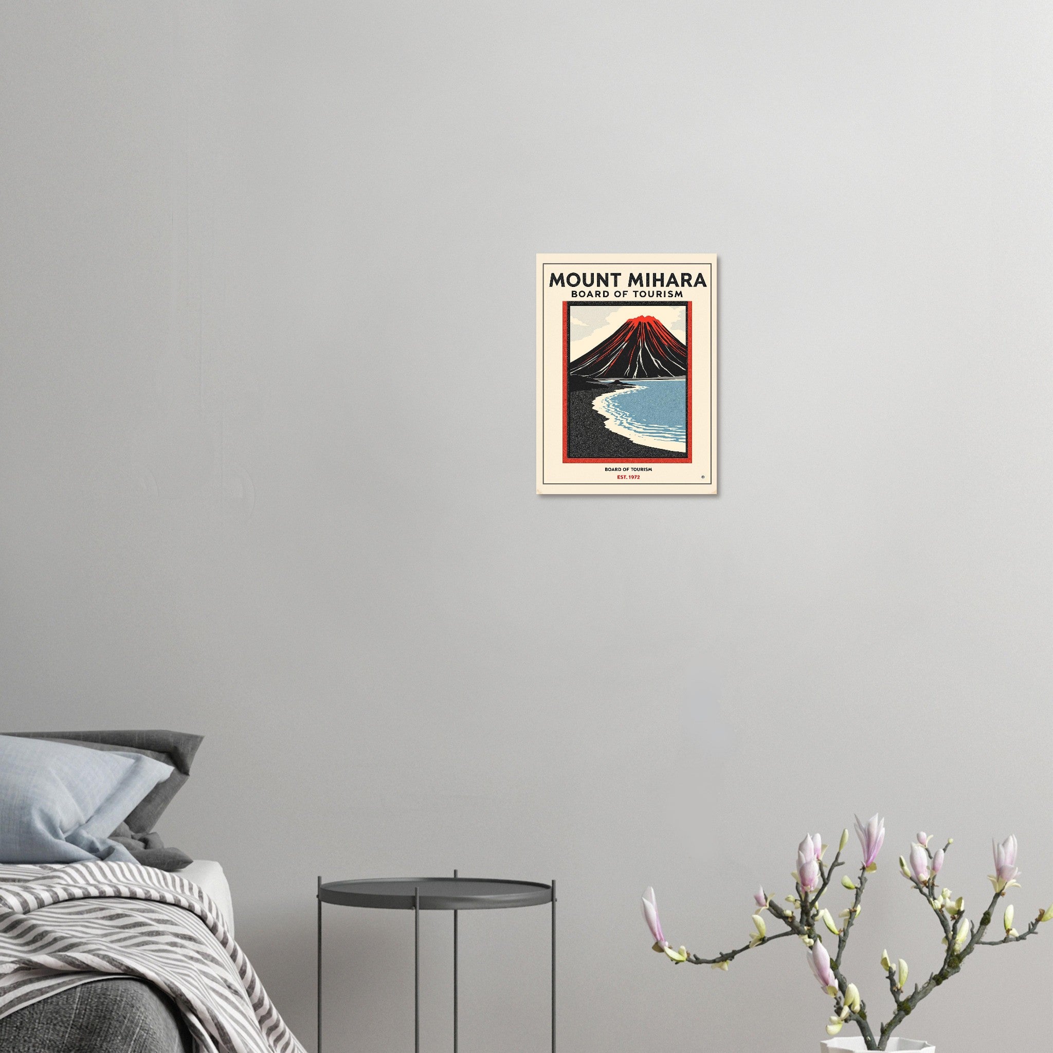 Mount Mihara Vintage Travel Poster Art Print — detail view | Wild Thread Co