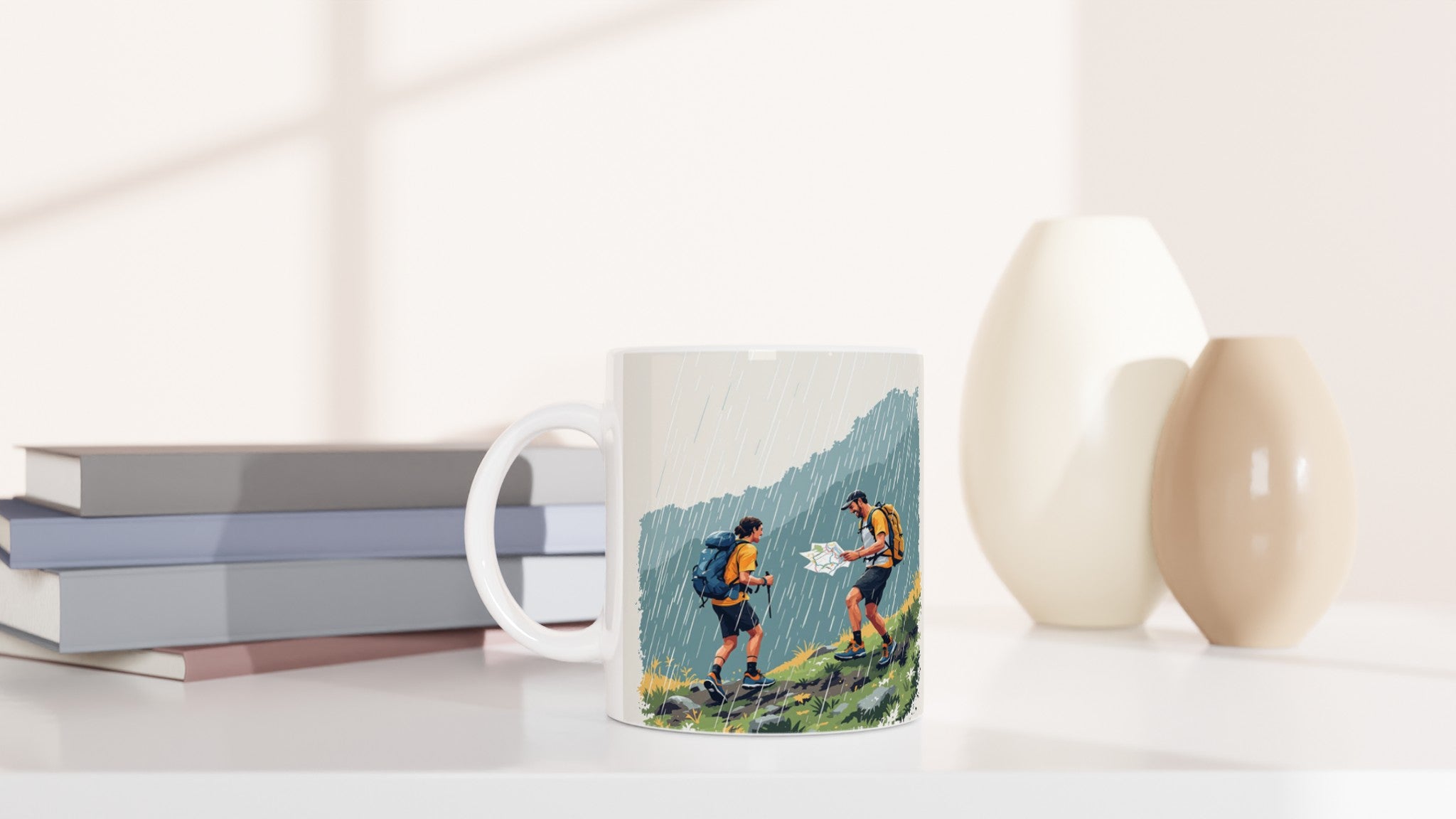 Mountain Marathon Rain Map Check Mug — detail view | Wild Thread Co