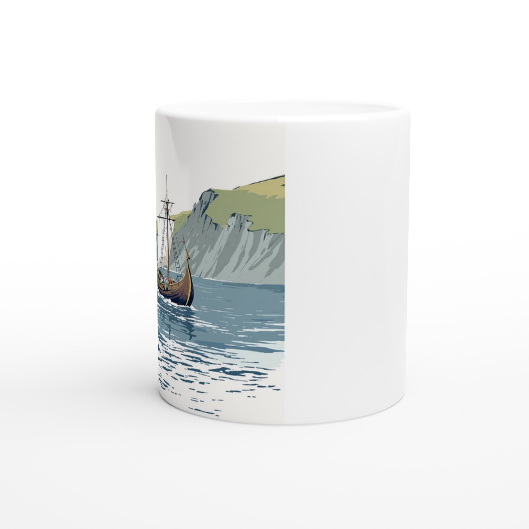 Viking Longship Mug — detail view | Wild Thread Co
