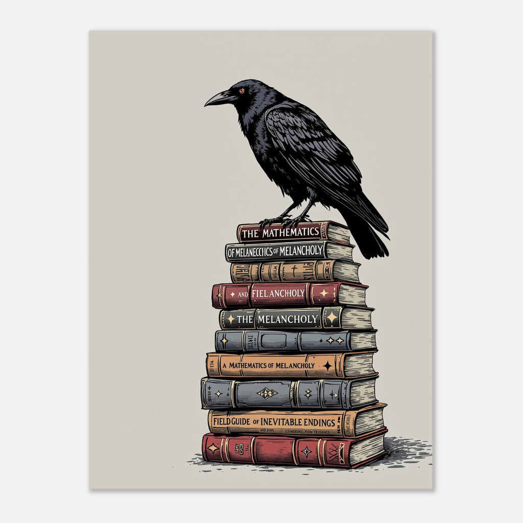 Raven Library Dark Academia Art Print Print Material — detail view | Wild Thread Co