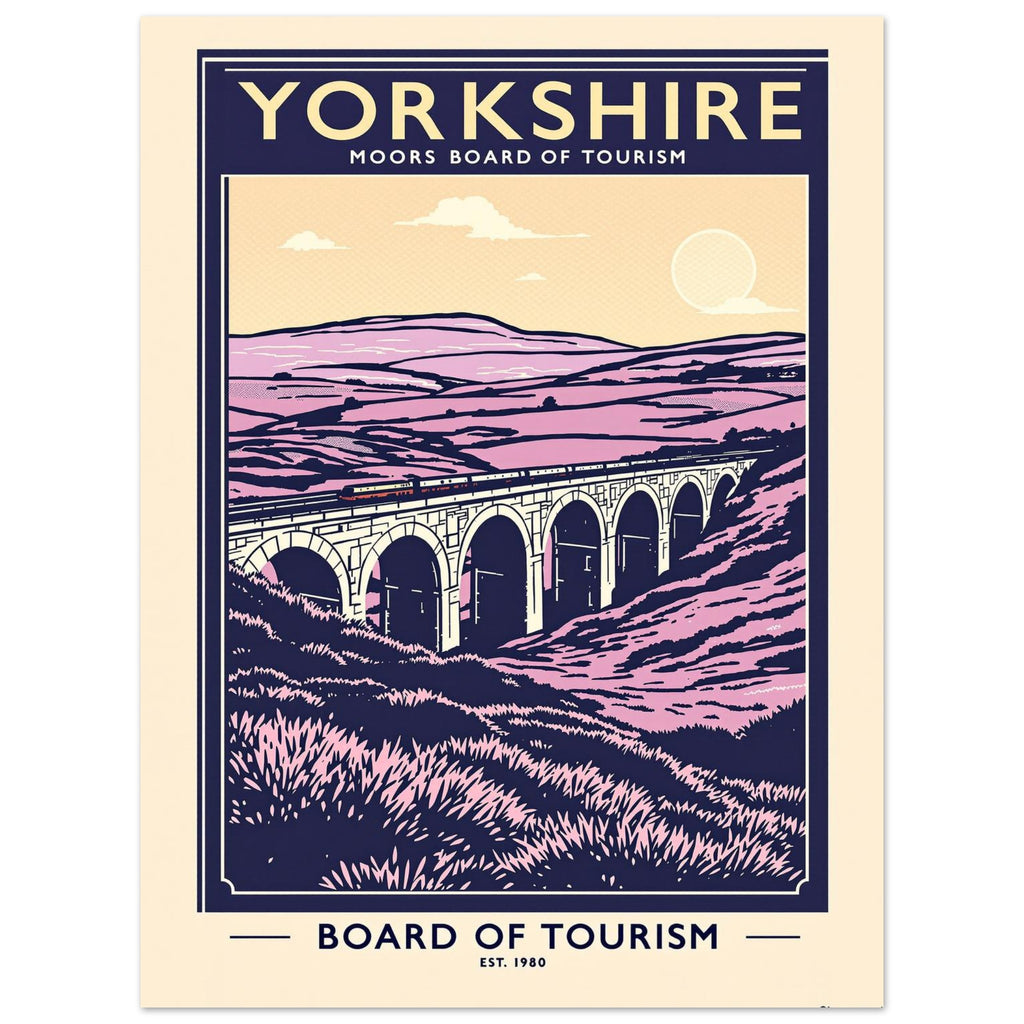 Yorkshire Moors Vintage Travel Poster Art Print — detail view | Wild Thread Co