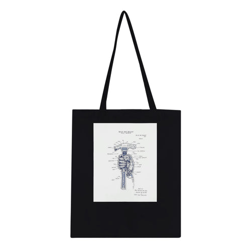 Builder Patent Drawing Hands Tote Bag Cotton Shopper UK Tote Bag — detail view | Wild Thread Co