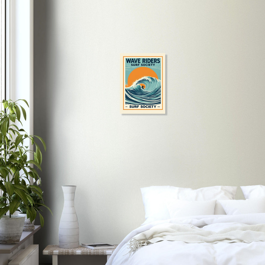 Wave Riders Vintage Travel Poster Art Print — detail view | Wild Thread Co