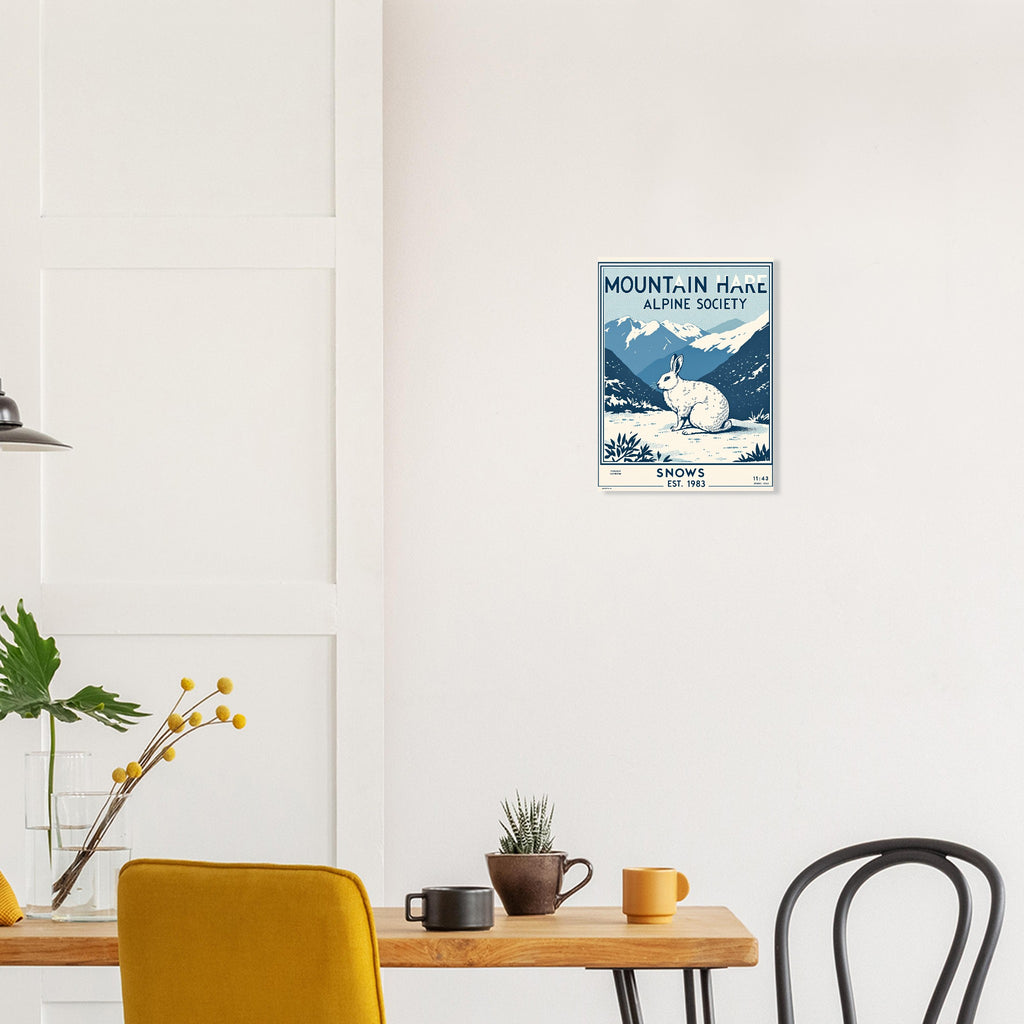 Mountain Hare Vintage Travel Poster Art Print — detail view | Wild Thread Co