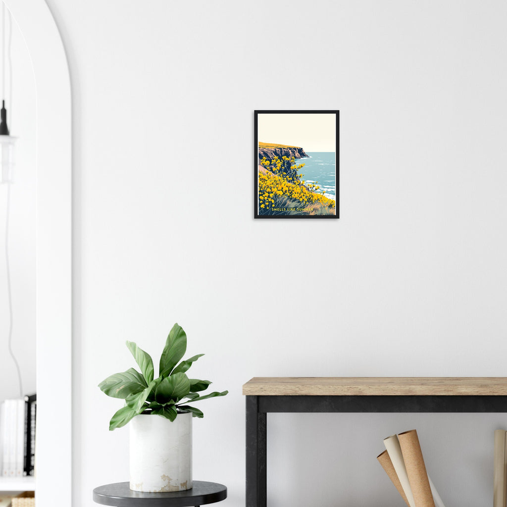 Gorse Coastal Moor Yellow Framed Art Print — detail view | Wild Thread Co