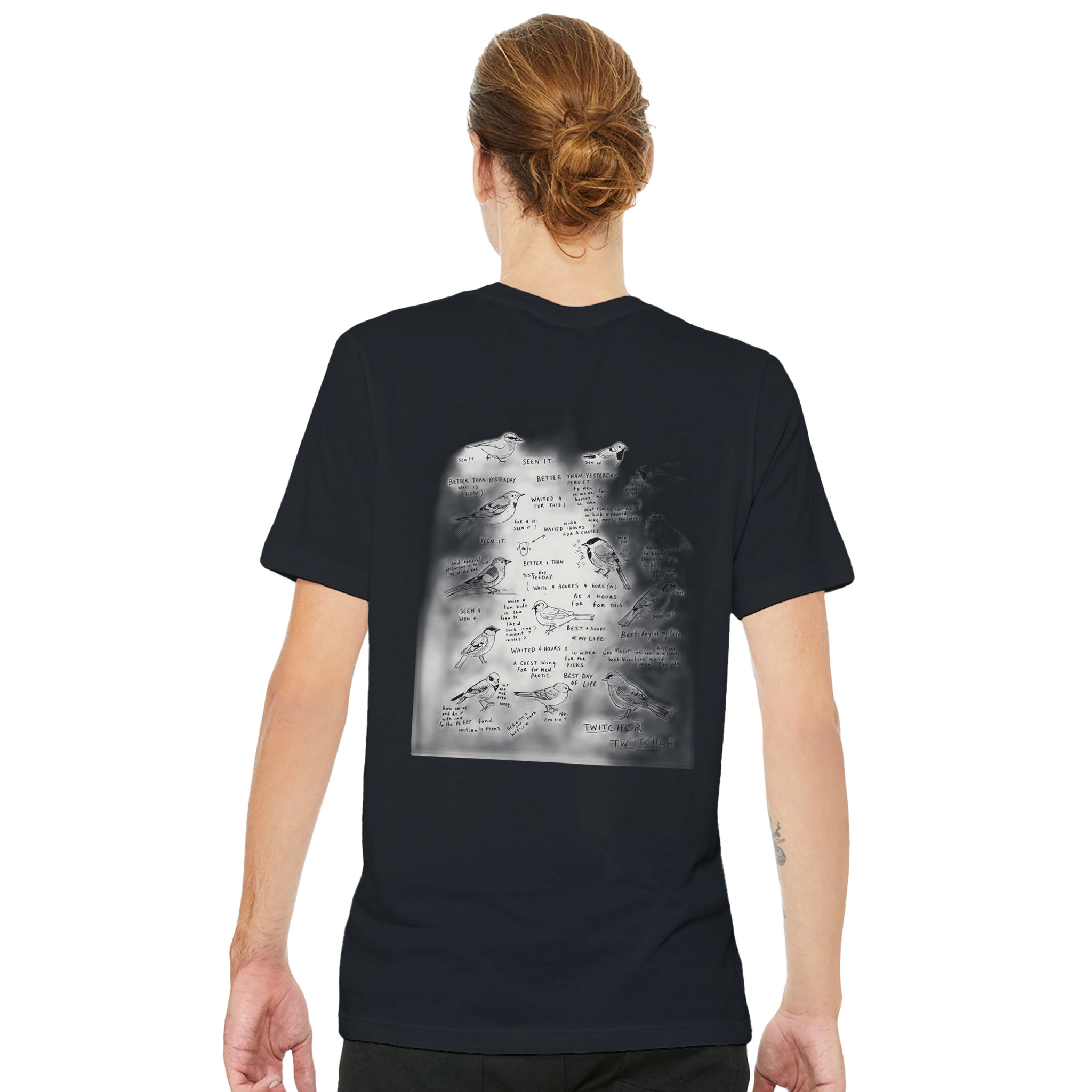 Gorpcore Birdwatching Obsession T-Shirt — detail view | Wild Thread Co