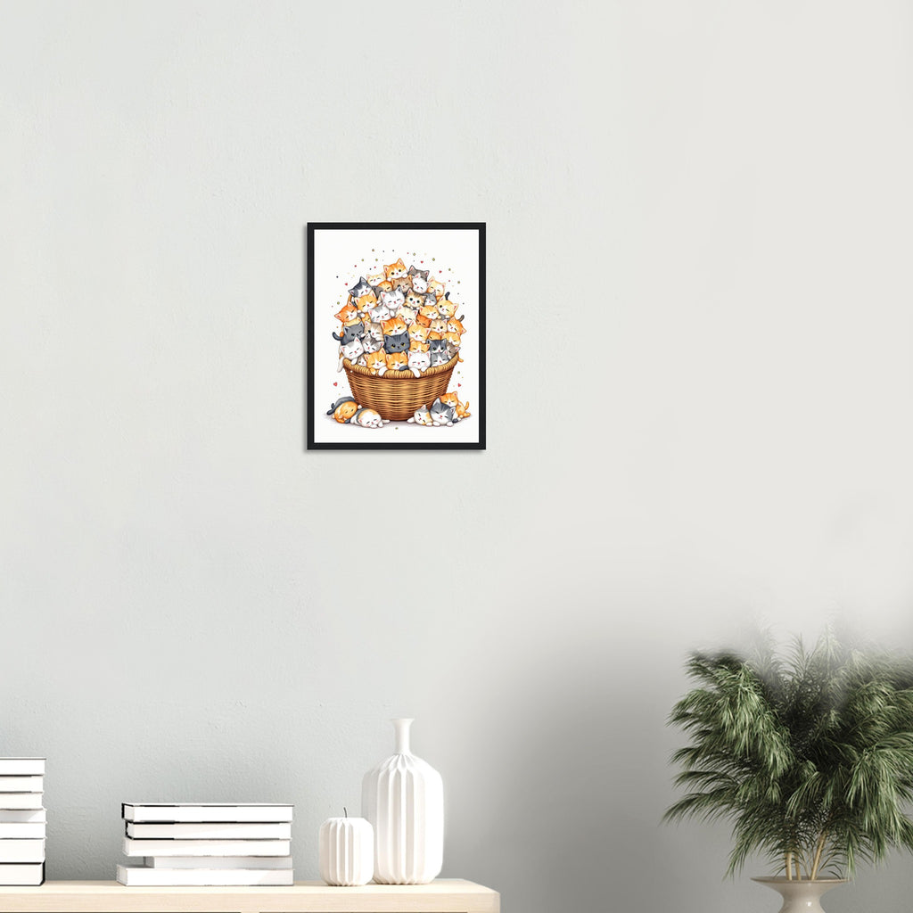 Kitten Basket Art Framed Print Wall Art Ready to Hang UK Framed Art Print — detail view | Wild Thread Co