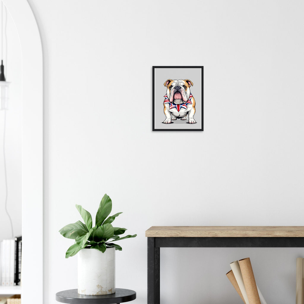 Bulldog Art Framed Print Wall Art Ready to Hang UK Framed Art Print — detail view | Wild Thread Co