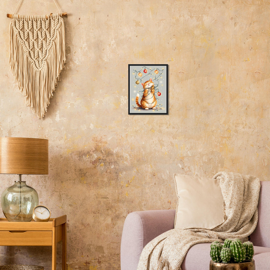 Cat Christmas Framed Print Wall Art Ready to Hang UK — Framed Art Print | Wild Thread Co