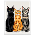 Three Cats In A Row Framed Print Wall Art Ready to Hang UK Framed Art Print — detail view | Wild Thread Co