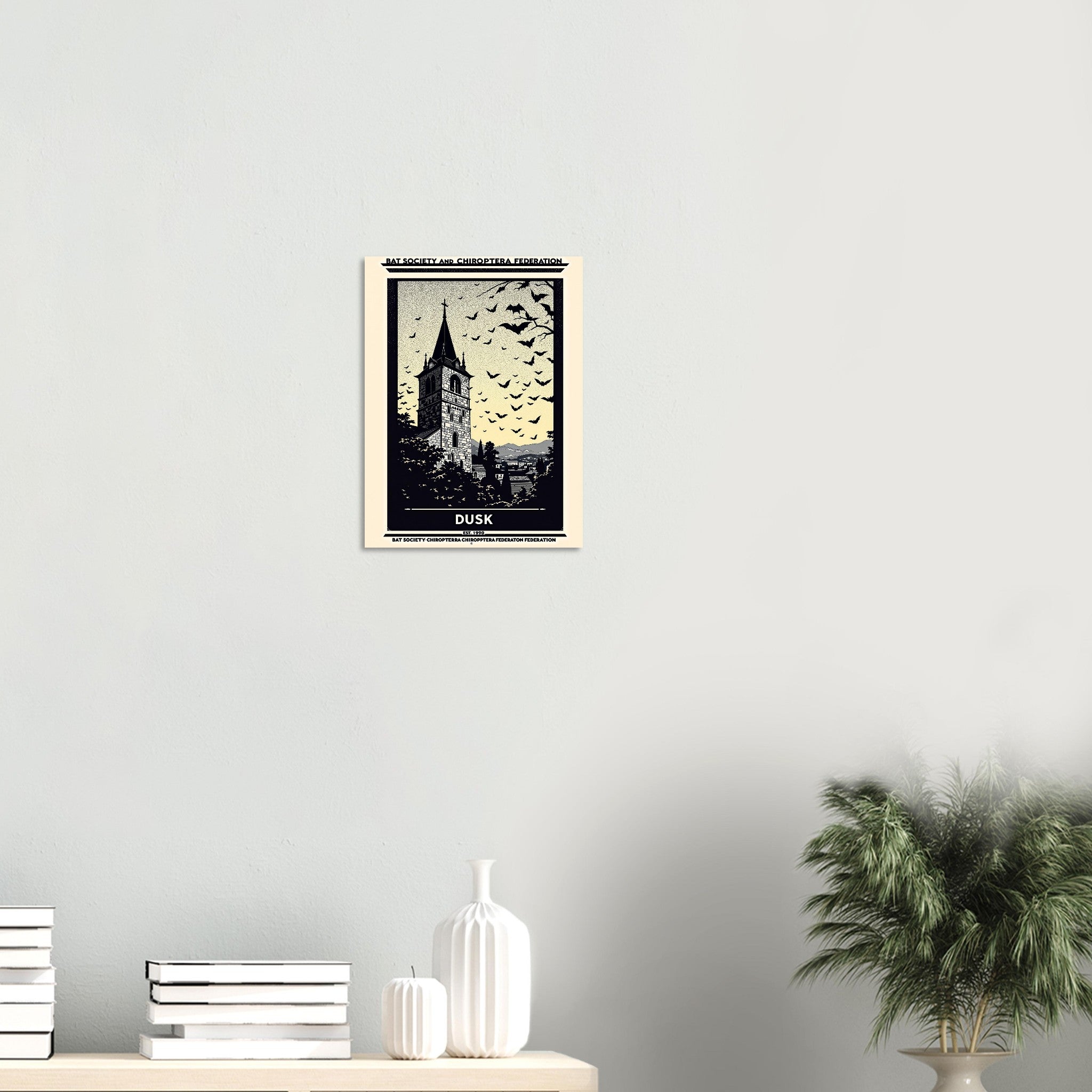 Bat Society Vintage Travel Poster Art Print — detail view | Wild Thread Co