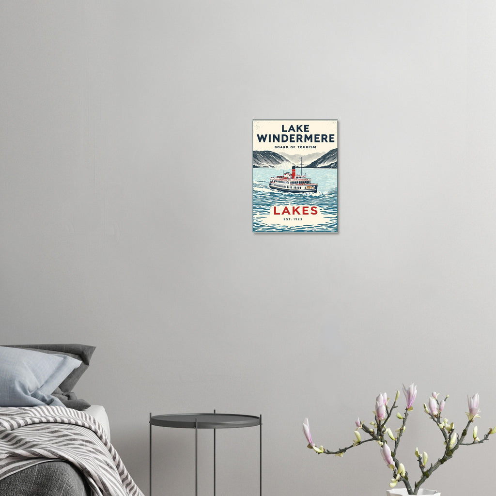 Lake Windermere Vintage Travel Poster Art Print — detail view | Wild Thread Co