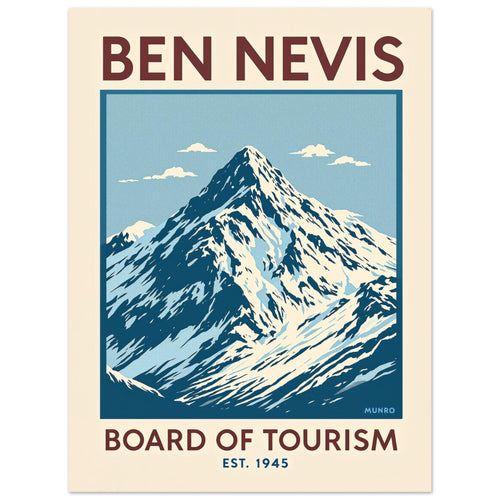 Ben Nevis Vintage Travel Art Wall Art UK Art Print Poster Wall Art UK UK Gift Art Print — detail view | Wild Thread Co