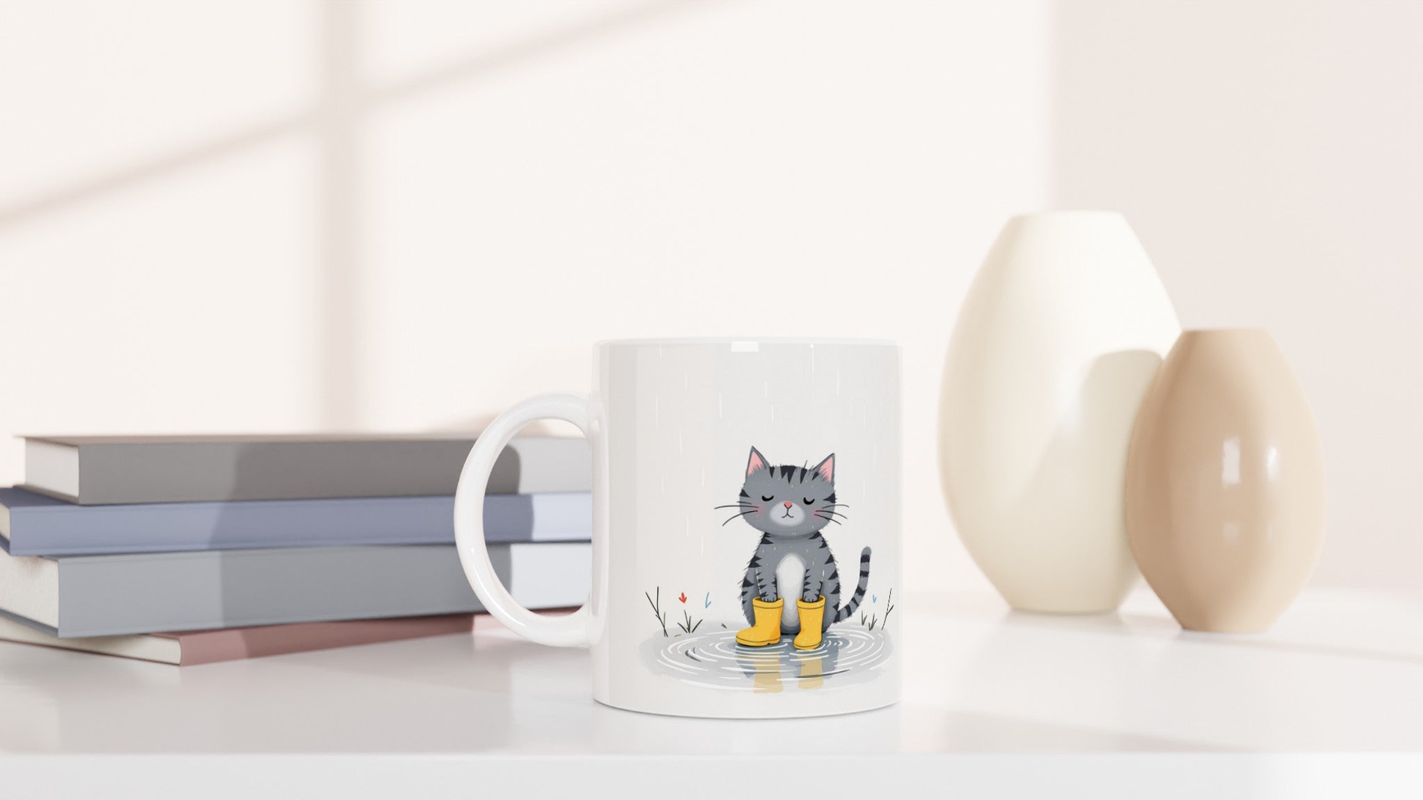 Cat In Rain Puddle Mug Coffee Tea Ceramic 11oz — Mug | Wild Thread Co