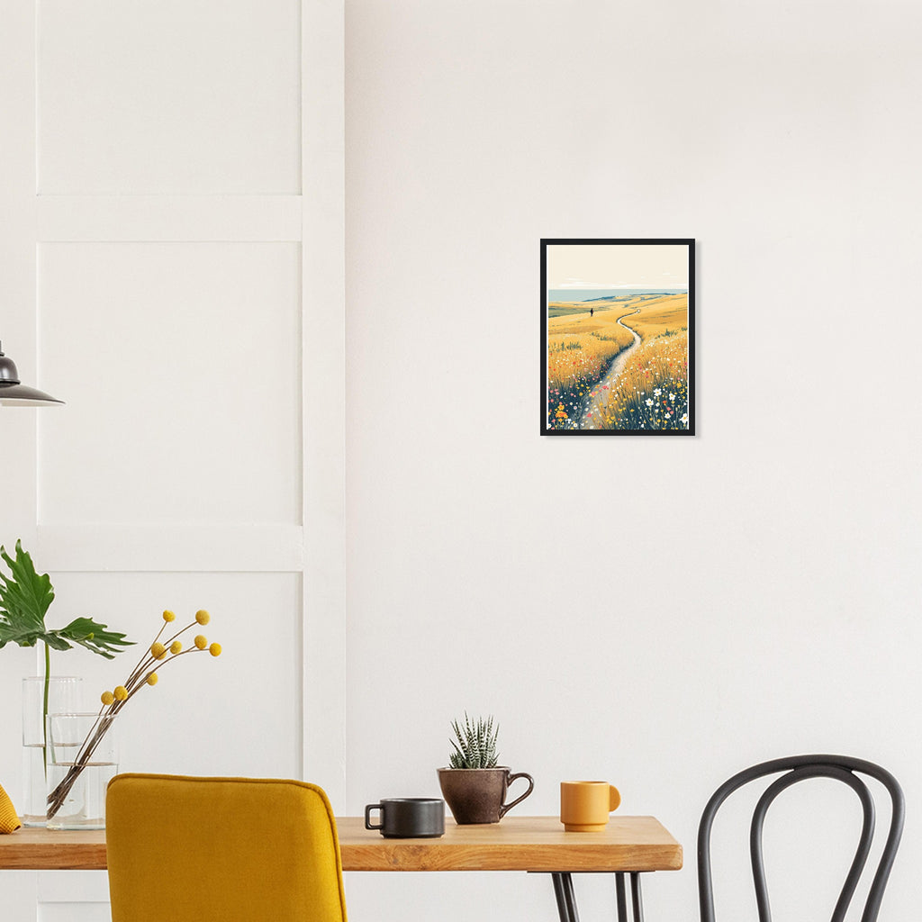 Chalk Downland South Downs Walker Framed Art Print — detail view | Wild Thread Co