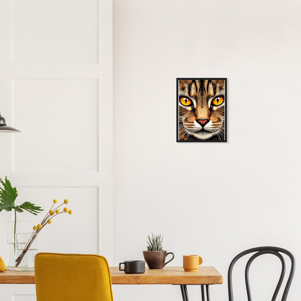 Tabby Cat Close Up Art Framed Print Wall Art Ready to Hang UK Framed Art Print — detail view | Wild Thread Co