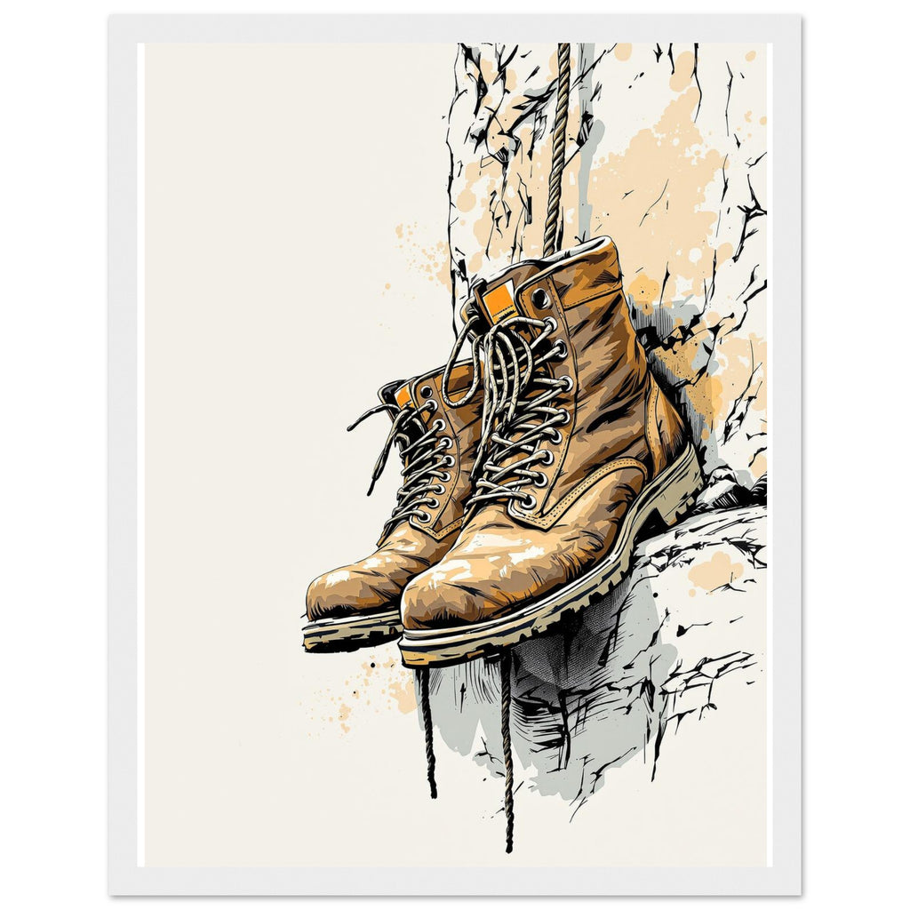 Rock Climbing Boots Framed Art Print — detail view | Wild Thread Co