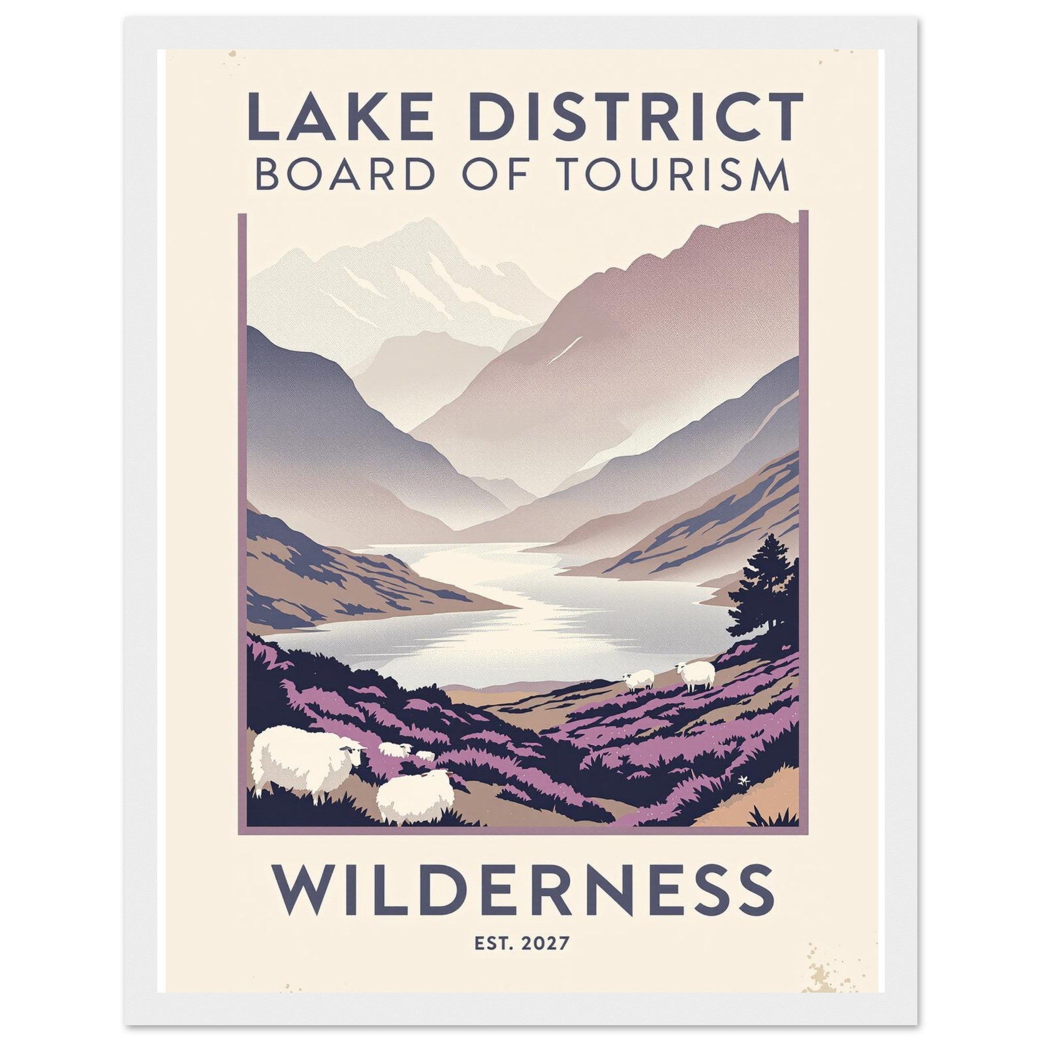 Lake District Vintage Travel Poster Framed Art Print — detail view | Wild Thread Co