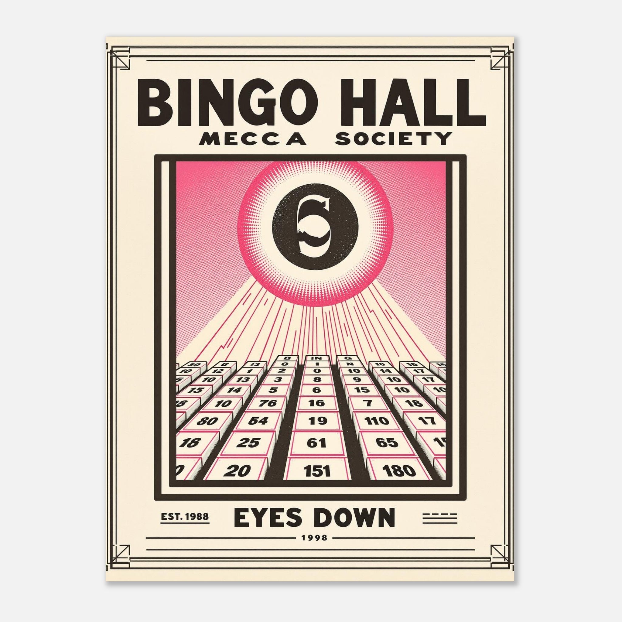 Bingo Hall Vintage Travel Art Wall Art UK Art Print Poster Wall Art UK UK Gift Art Print — detail view | Wild Thread Co