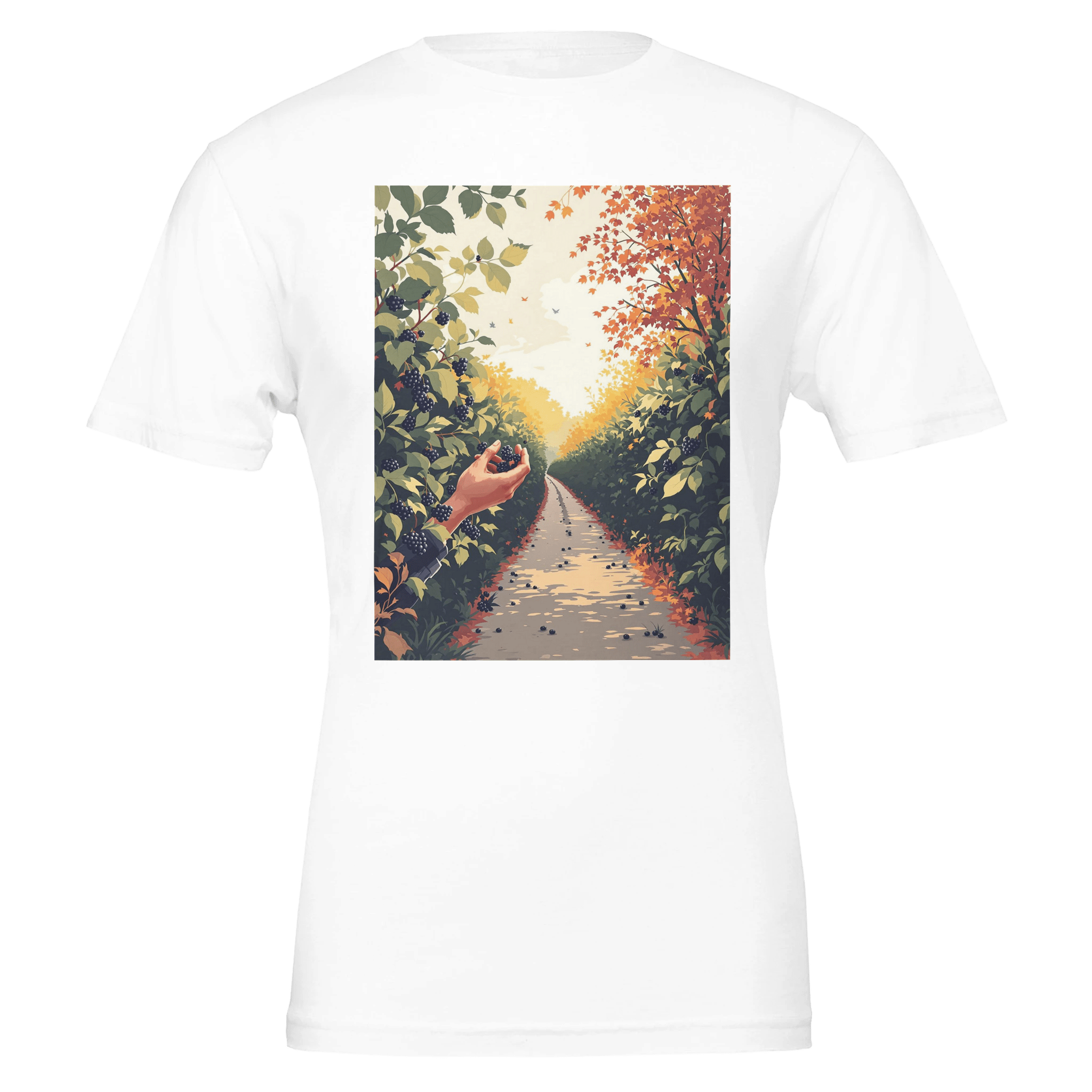 Blackberry Foraging T-Shirt | FREE FOOD Hedgerow Illustrated Tee - Wild Thread Co