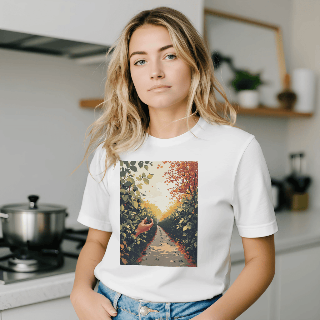 Blackberry Foraging T-Shirt | FREE FOOD Hedgerow Illustrated Tee - Wild Thread Co