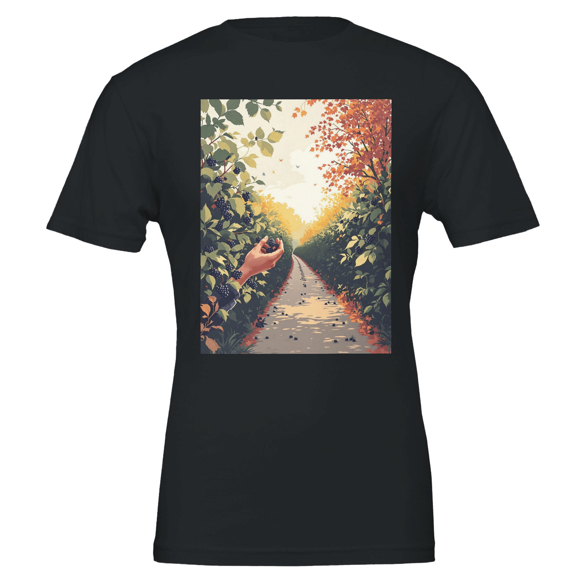 Blackberry Foraging T-Shirt | FREE FOOD Hedgerow Illustrated Tee - Wild Thread Co