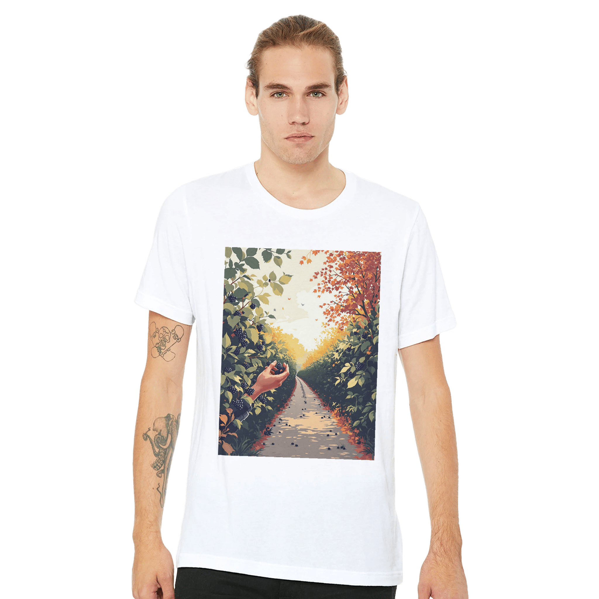 Blackberry Foraging T-Shirt | FREE FOOD Hedgerow Illustrated Tee - Wild Thread Co
