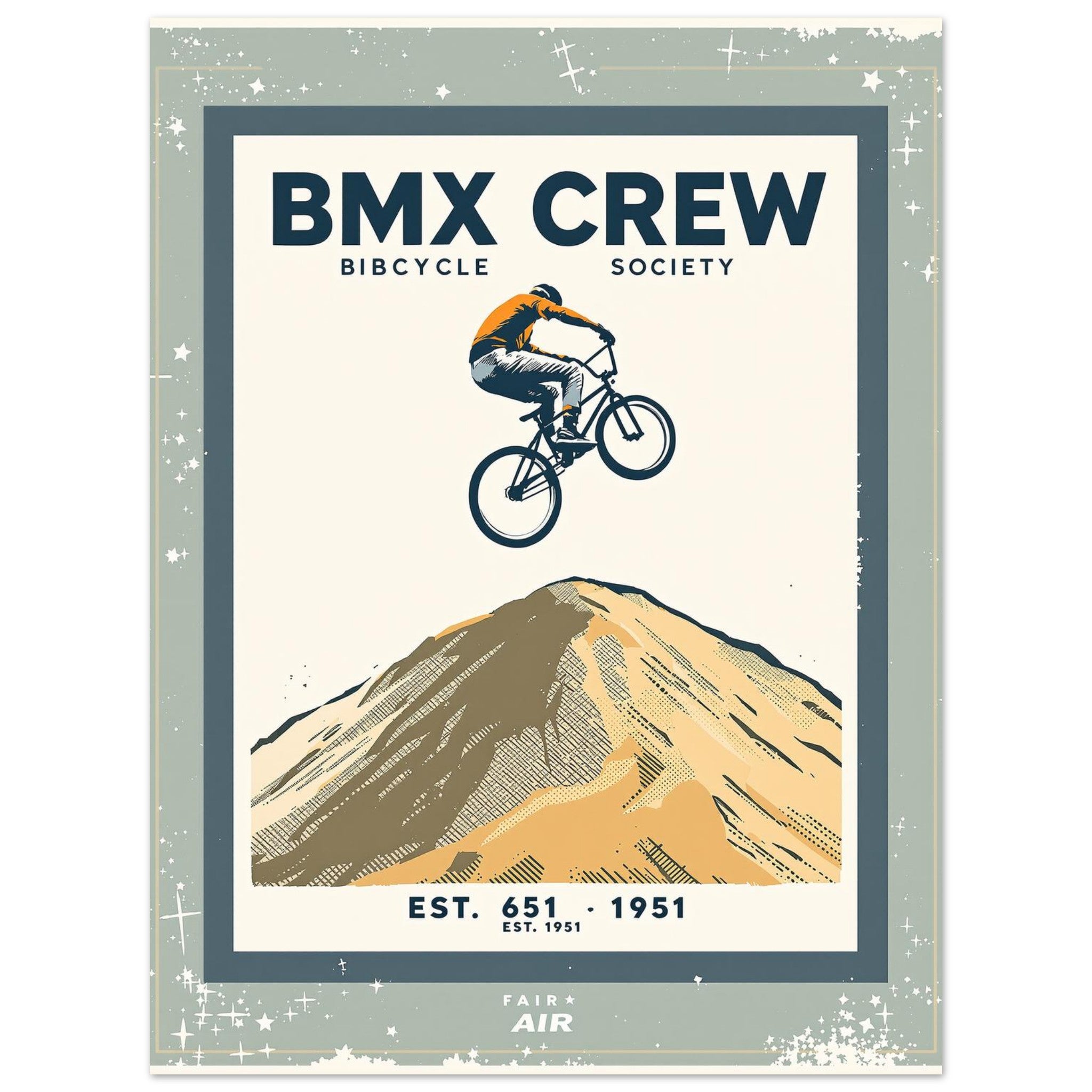 Bmx Crew Vintage Travel Art Wall Art UK Art Print Poster Wall Art UK UK Gift Art Print — detail view | Wild Thread Co