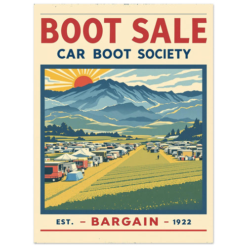 Boot Sale Vintage Travel Art Wall Art UK Art Print Poster Wall Art UK UK Gift Art Print — detail view | Wild Thread Co