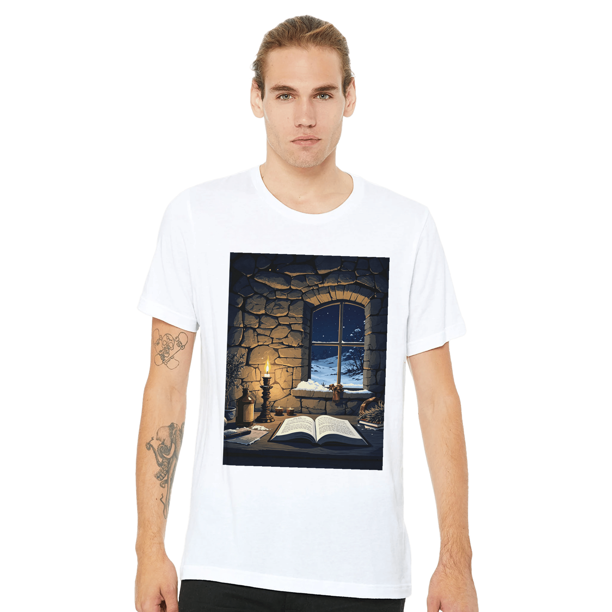 Bothy Shirt UK | Mountain Shelter Candlelight Illustration Tee - Wild Thread Co