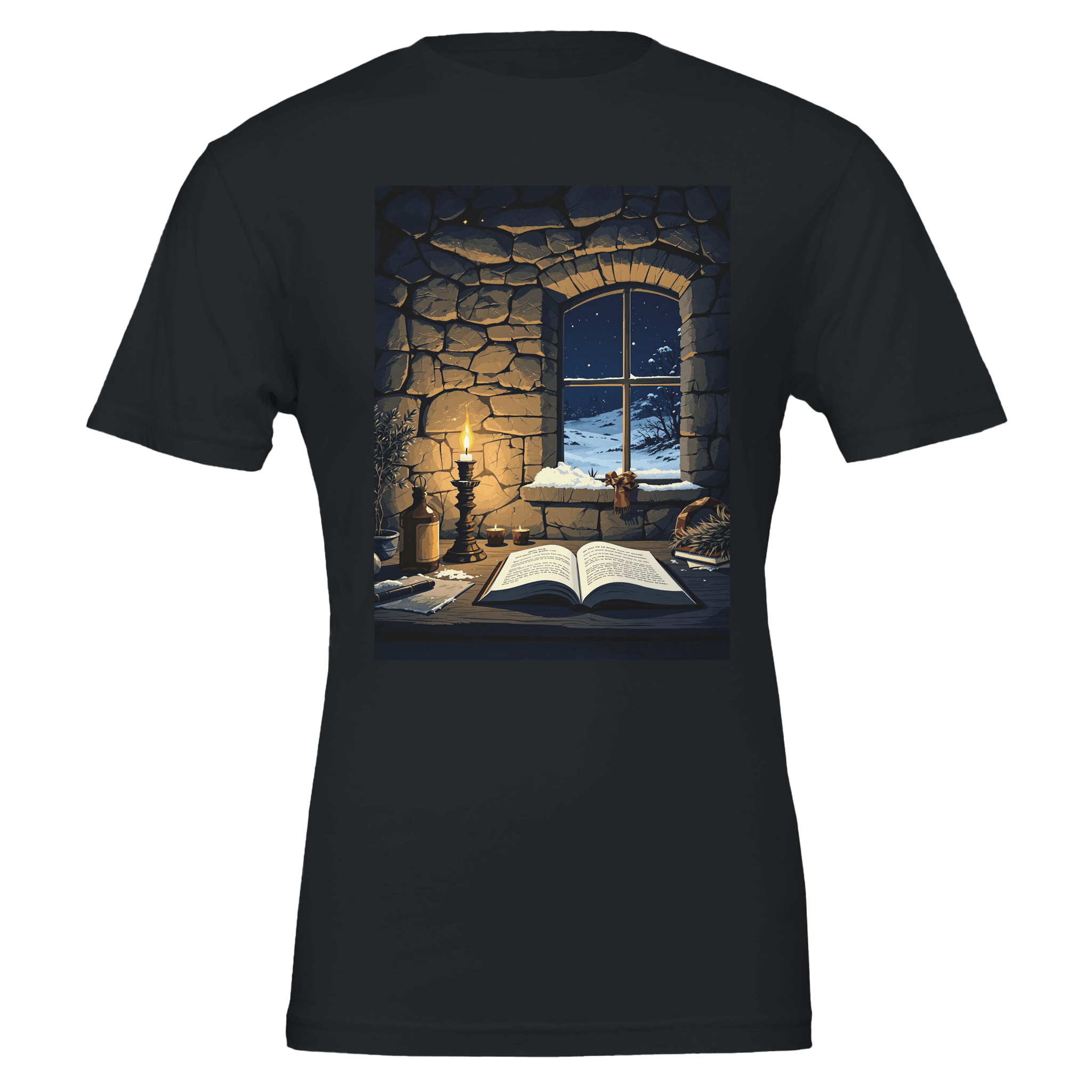 Bothy Shirt UK | Mountain Shelter Candlelight Illustration Tee - Wild Thread Co