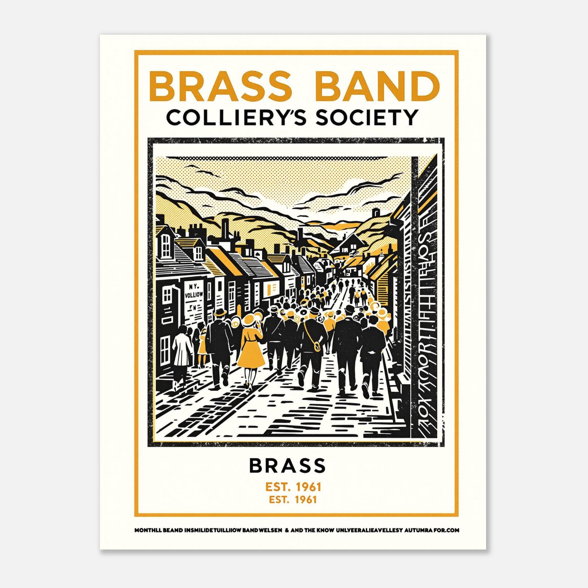 Brass Band Vintage Travel Art Wall Art UK Art Print Poster Wall Art UK UK Gift Art Print — detail view | Wild Thread Co