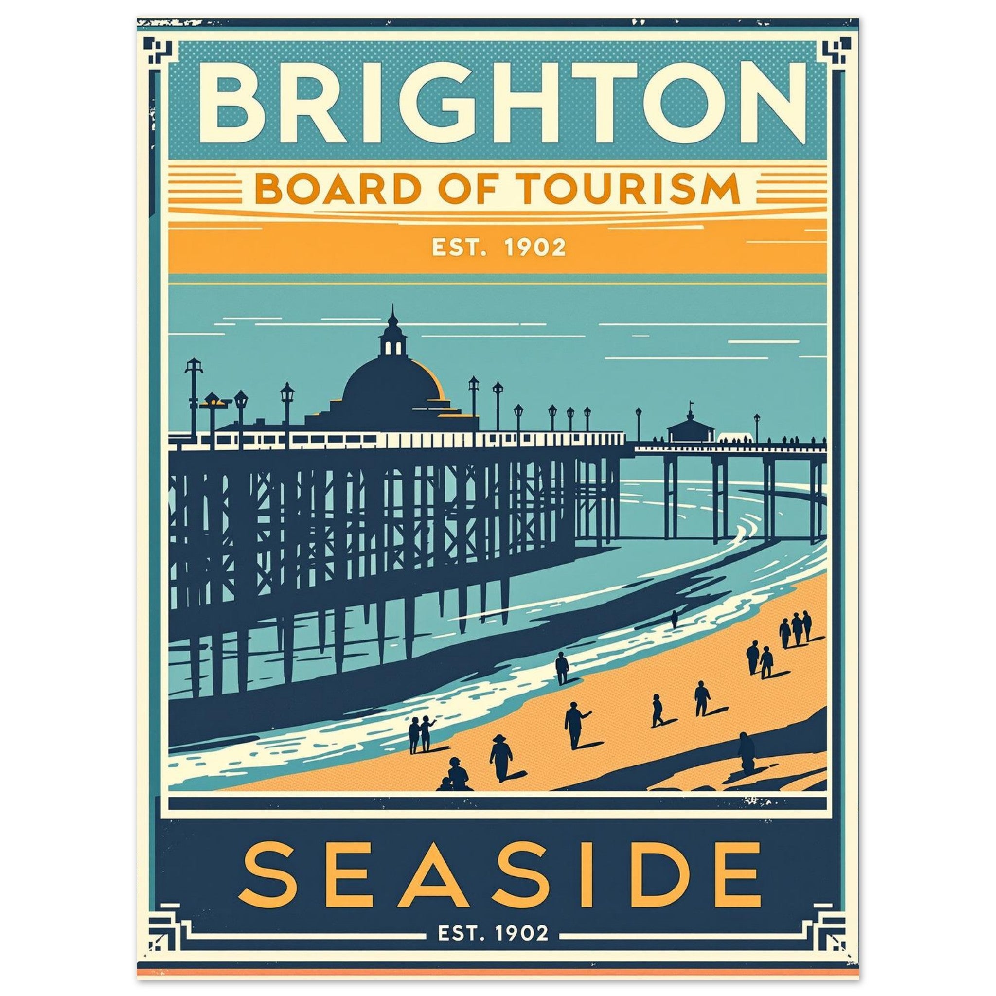 Brighton Vintage Travel Art Wall Art UK Art Print Poster Wall Art UK UK Gift Art Print — detail view | Wild Thread Co