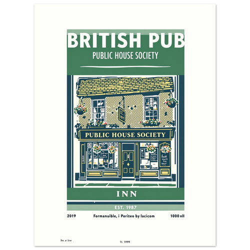 British Pub Vintage Travel Art Wall Art UK Art Print Poster Wall Art UK UK Gift Art Print — detail view | Wild Thread Co