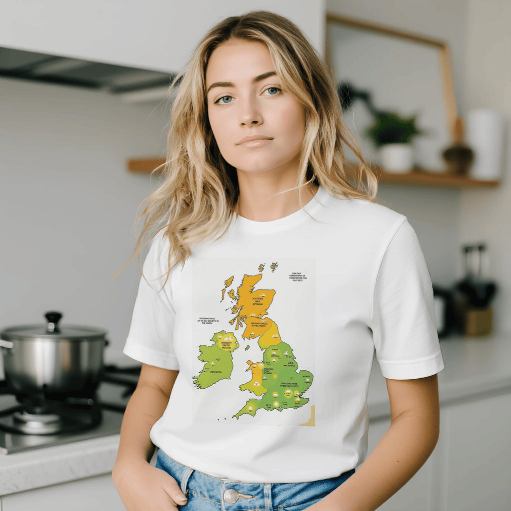 British Weather Map Funny T-Shirt | Met Office Style Humour Tee - Wild Thread Co