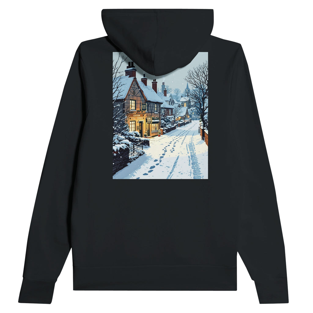 British Winter Village Pub Snowfall Hoodie | UK Winter Gift - Wild Thread Co