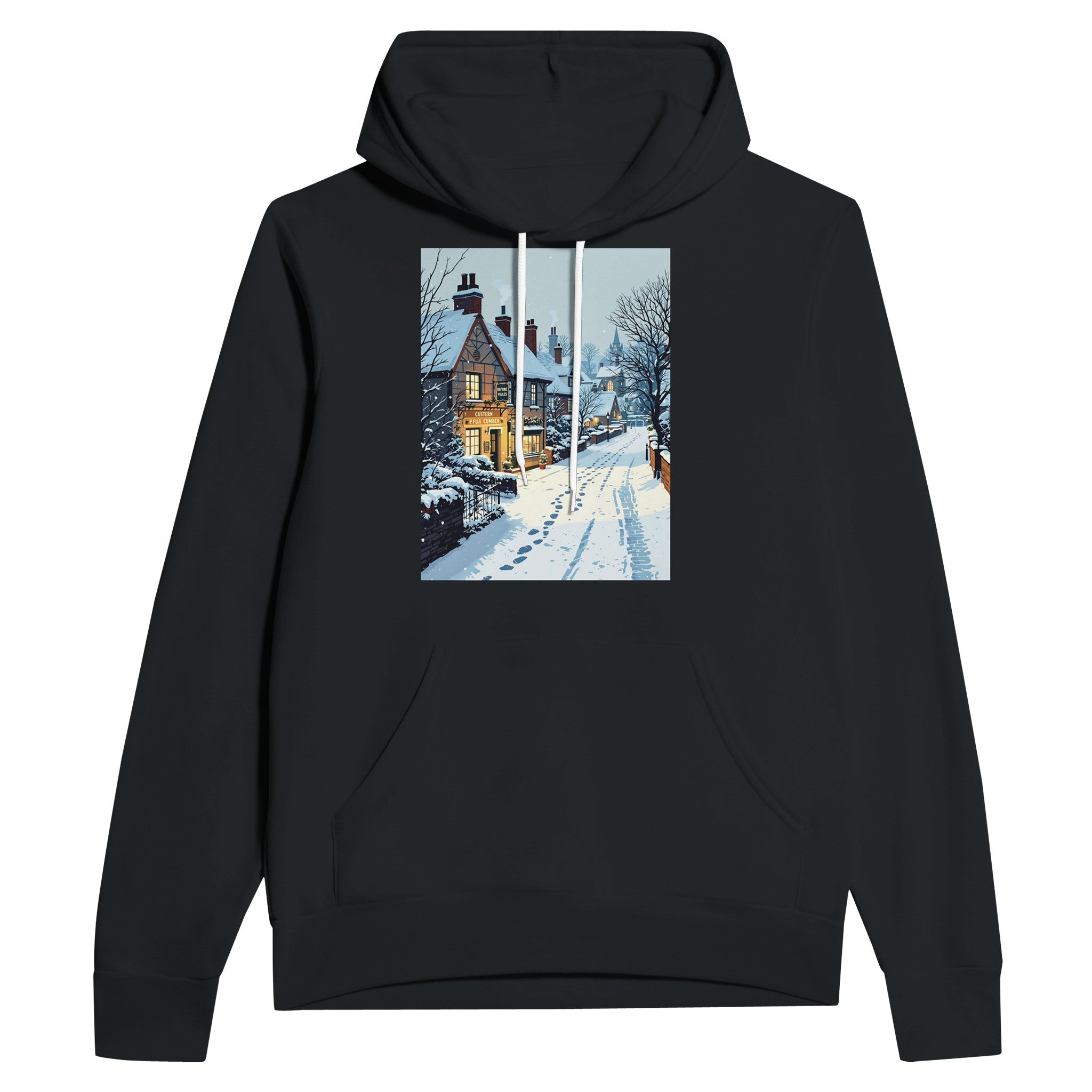 British Winter Village Pub Snowfall Hoodie | UK Winter Gift - Wild Thread Co