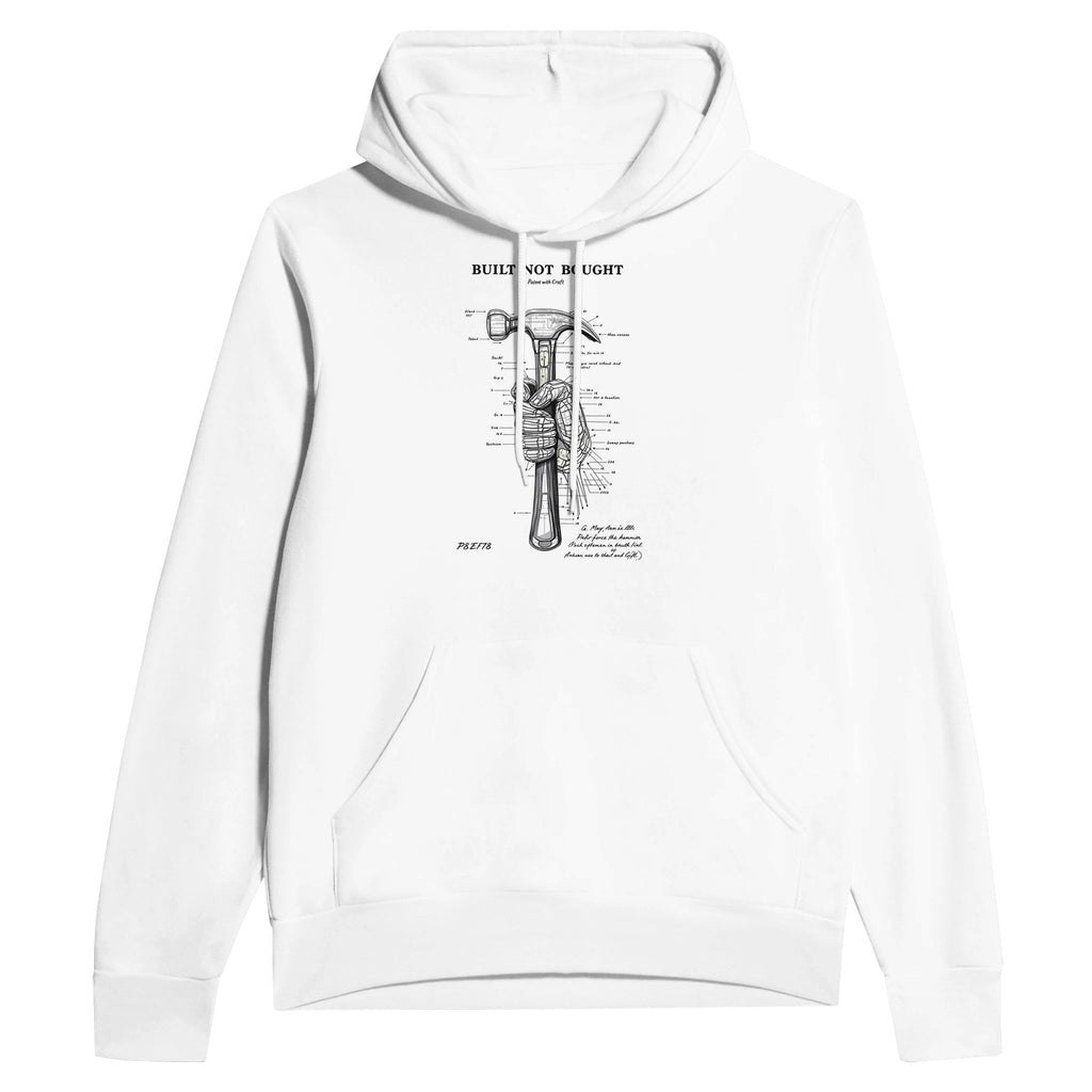 Built Not Bought Hoodie | Engineering Patent Hand Hammer Design Trades Hoodie - Wild Thread Co