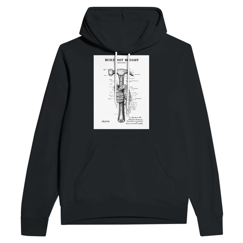 Built Not Bought Hoodie | Engineering Patent Hand Hammer Design Trades Hoodie - Wild Thread Co