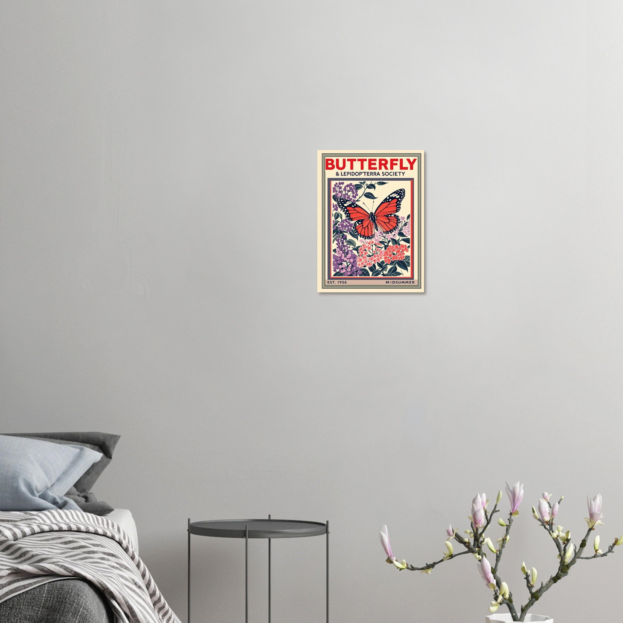 Butterfly Vintage Travel Art Wall Art UK Art Print Poster Wall Art UK UK Gift Art Print — detail view | Wild Thread Co