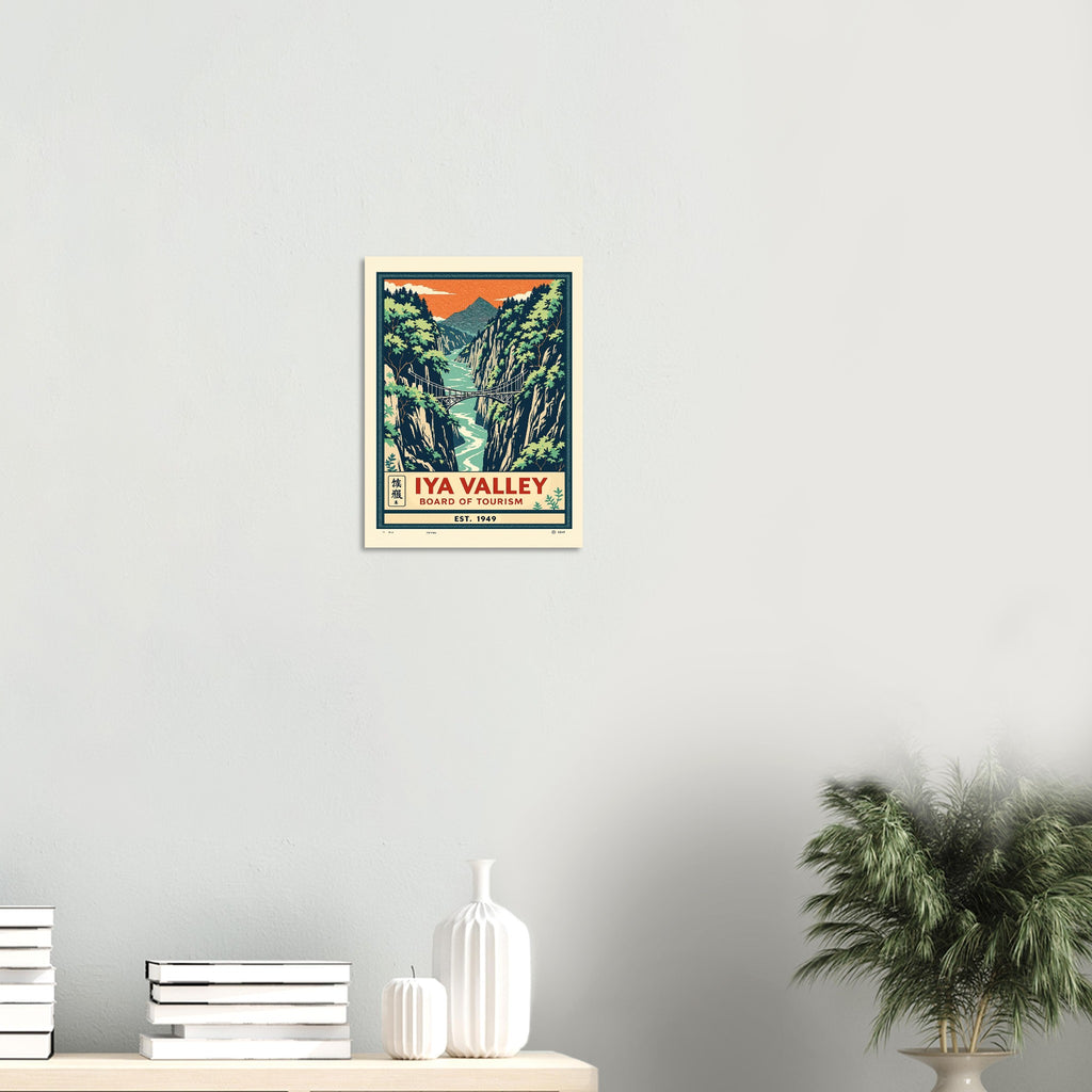 Iya Valley Vintage Travel Poster Art Print — detail view | Wild Thread Co