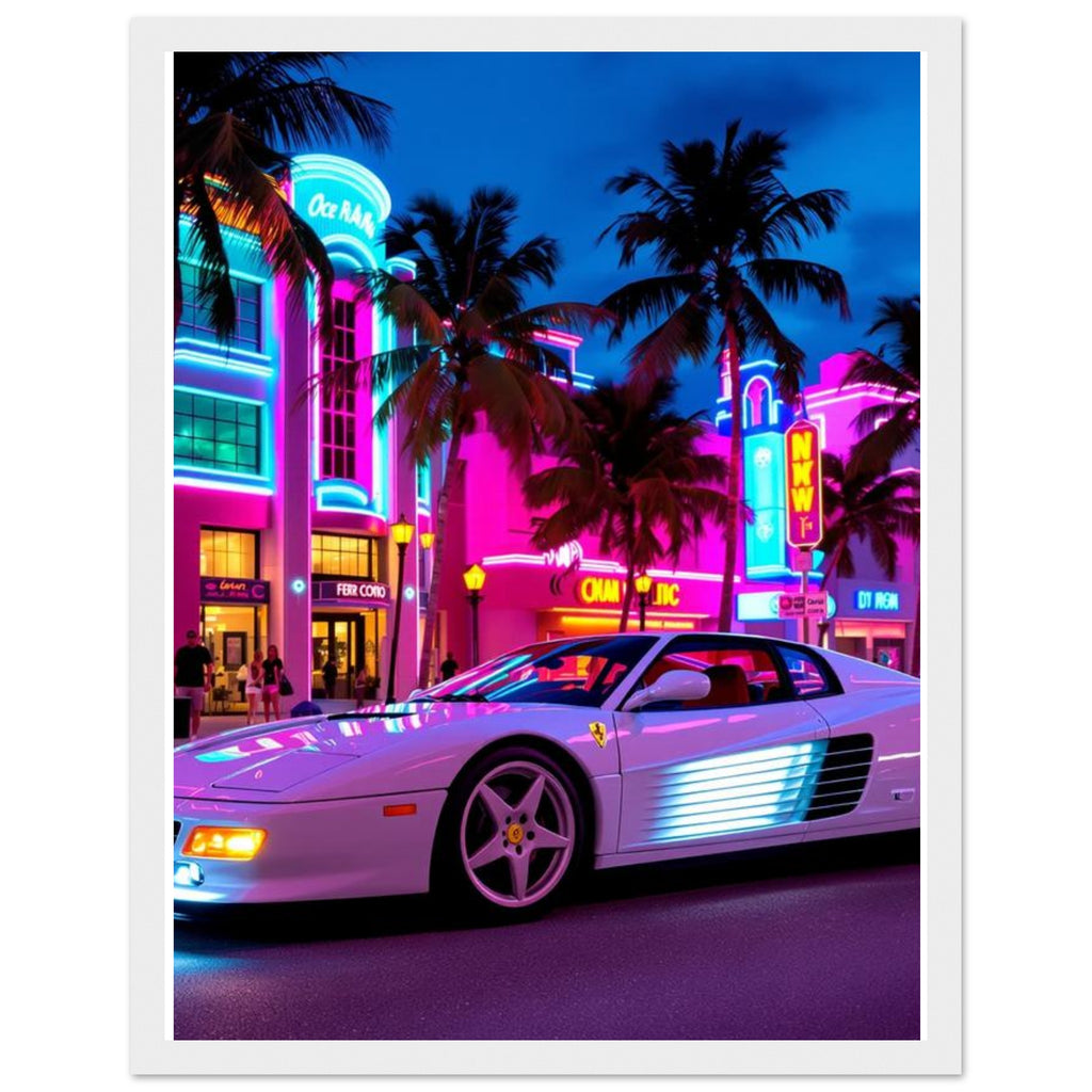 Ferrari Testarossa Miami Framed Art Print — detail view | Wild Thread Co