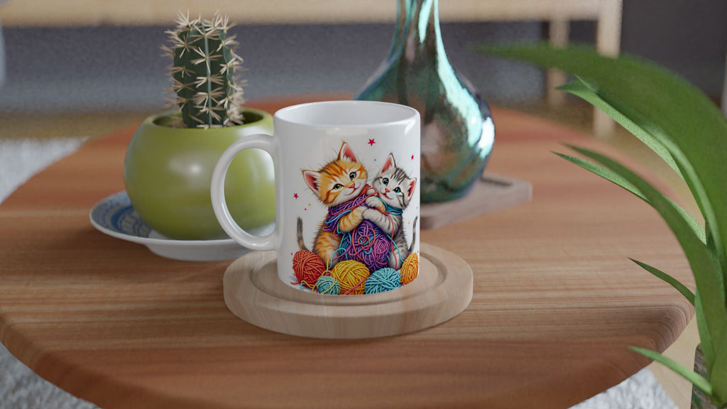 Cats Playing Yarn Mug — detail view | Wild Thread Co