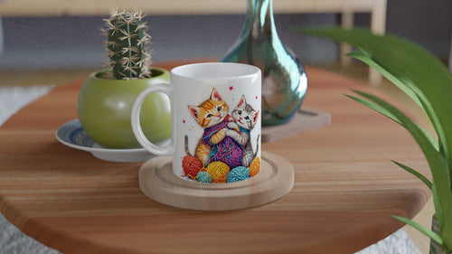 Cats Playing Yarn Mug — detail view | Wild Thread Co