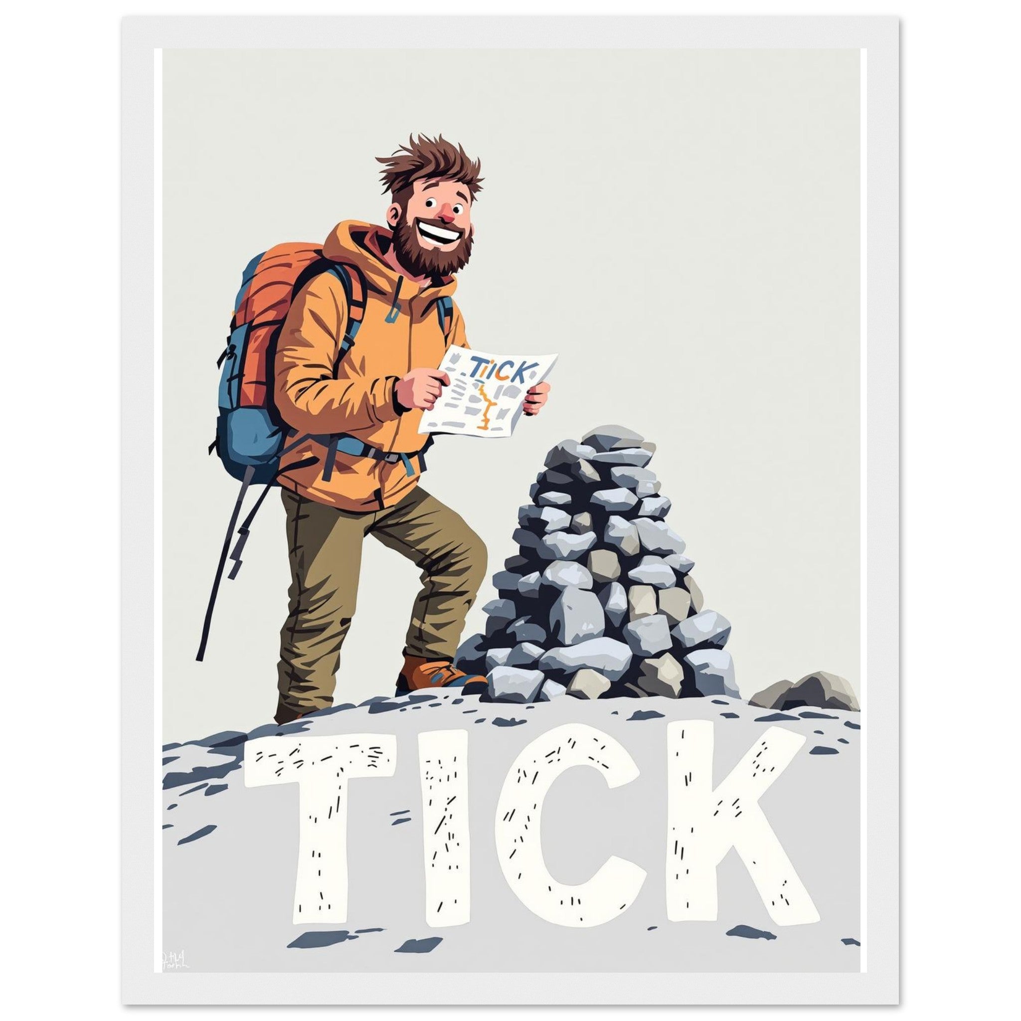 First Munro Summit Tick Framed Print Wall Art Ready to Hang UK Framed Art Print — detail view | Wild Thread Co