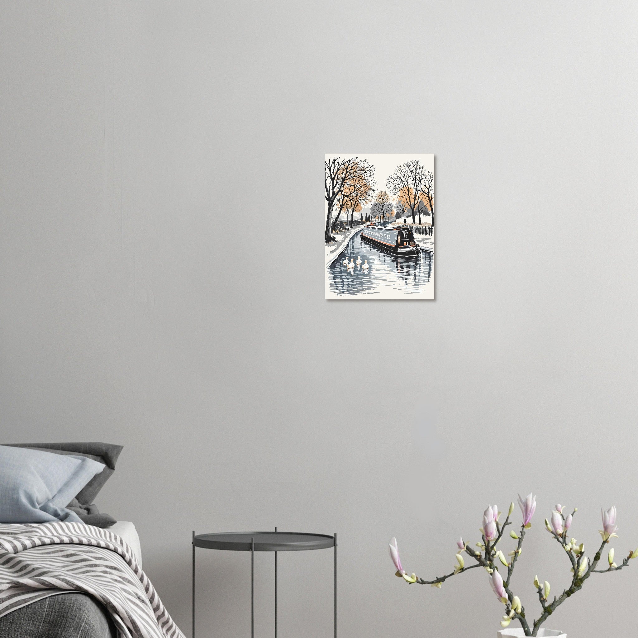 Slow Down Narrowboat Canal Art Art Print Art Print — detail view | Wild Thread Co