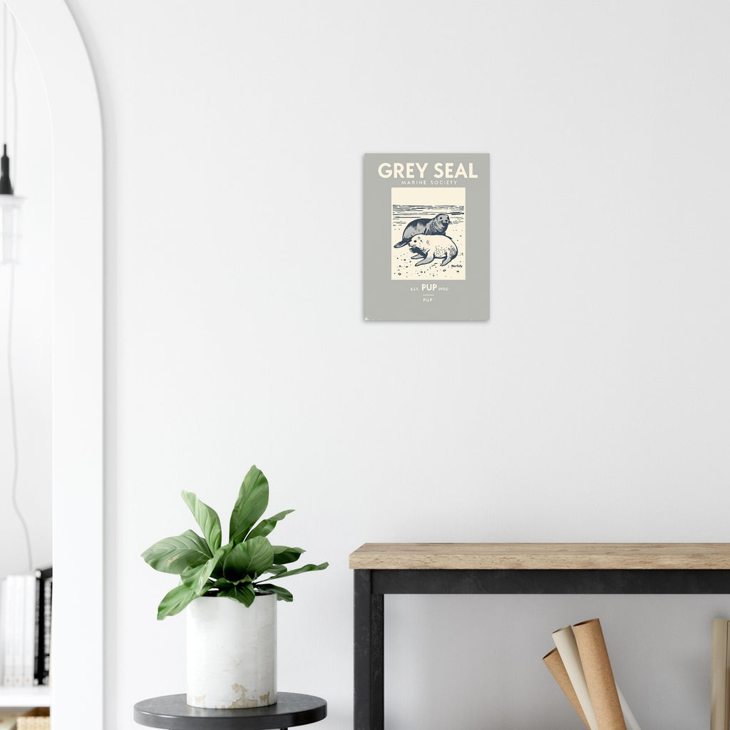 Grey Seal Vintage Travel Poster Art Print — detail view | Wild Thread Co