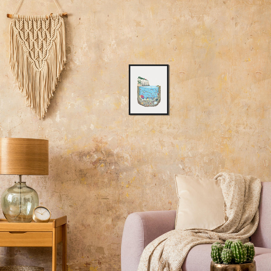 Rock Pool Tidal Cross-section Framed Print Wall Art Ready to Hang UK Framed Art Print — detail view | Wild Thread Co