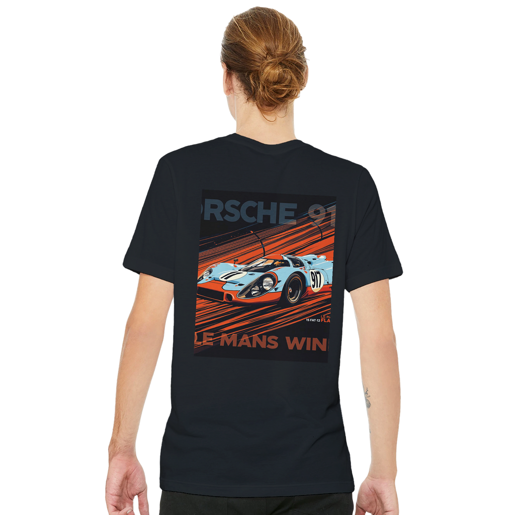 Porsche 917 Gulf Le Mans 1970 T-Shirt — detail view | Wild Thread Co