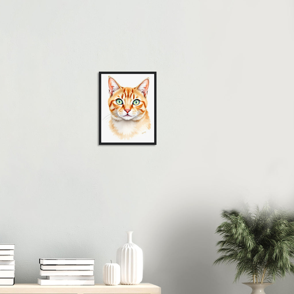 Ginger Tabby Portrait Art Framed Print Wall Art Ready to Hang UK — Framed Art Print | Wild Thread Co